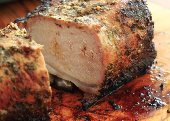 Smoked loin tenderloin roast anaffairfromtheheart cook traeger brine easy filet prepare oven balsamic degrees ring sauerkraut glazed