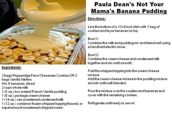 Recipe for not your mama's banana pudding