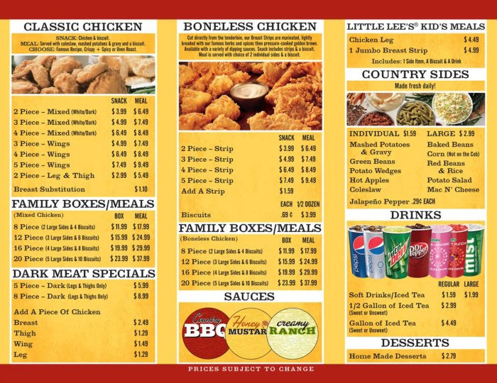 Famous recipe menu